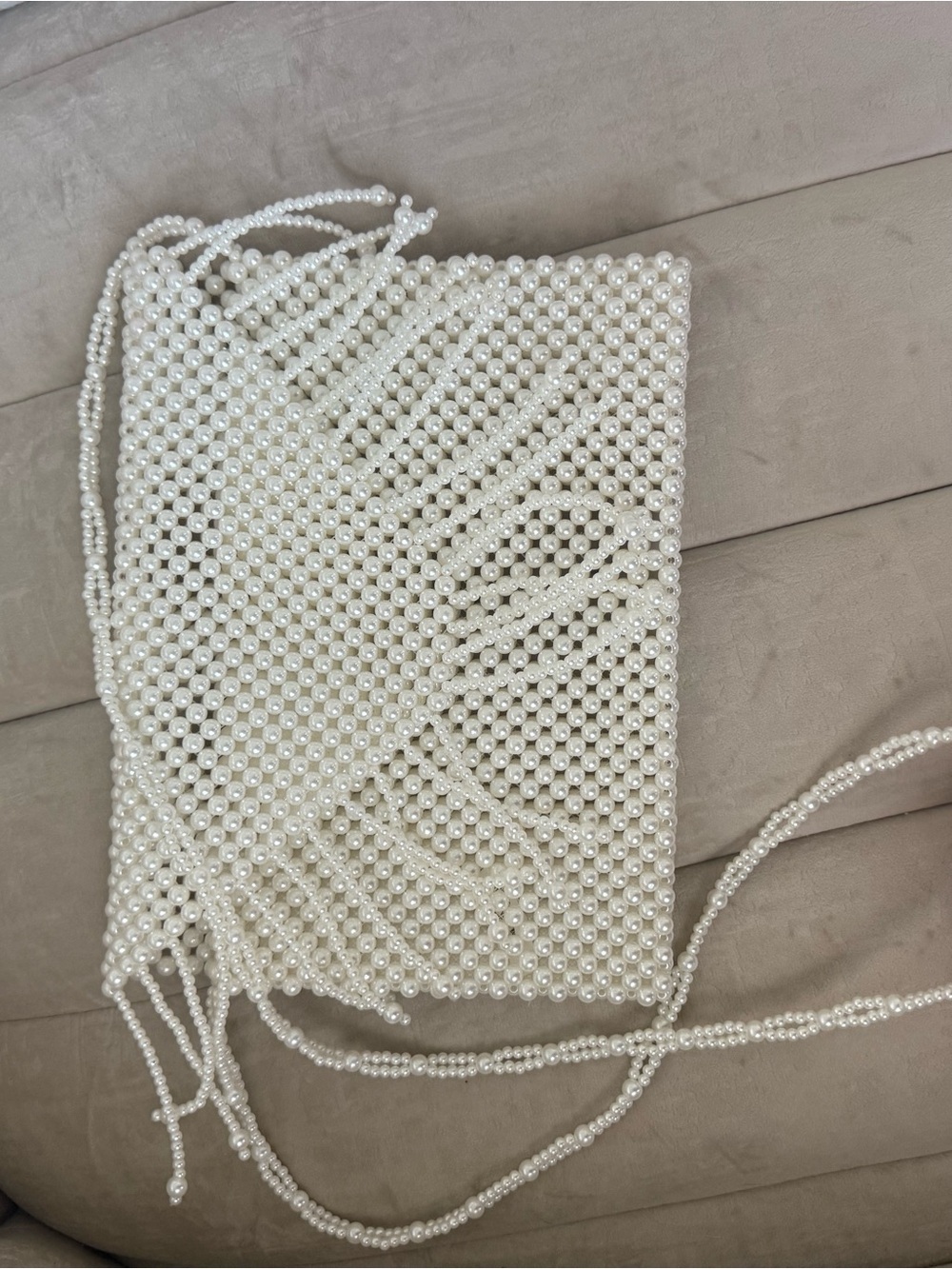 Pearl Beaded Crossbody Bag - White